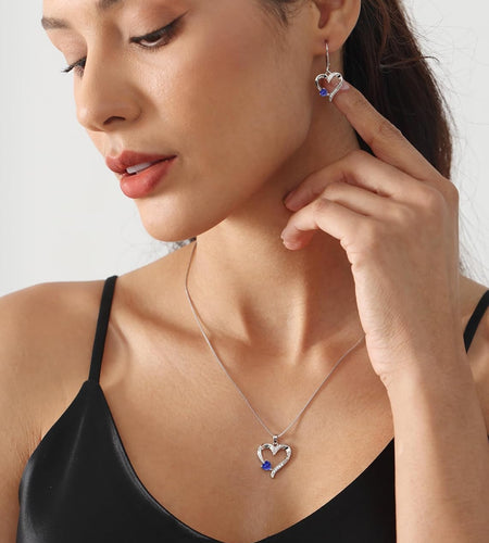 Heart Earrings Sterling Silver Heart Dangle Drop Earrings Sapphire/Emerald/Amethyst/Aquamarine Leverback Jewelry for Women