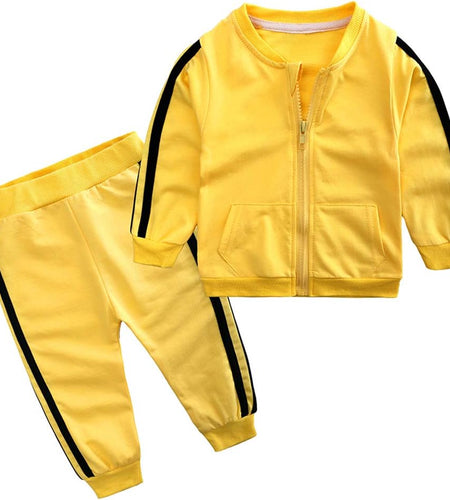 Baby Boys Girls Cotton Tracksuit Sweatshirt Top + Sweatpants Zipper Coat Outfits Set