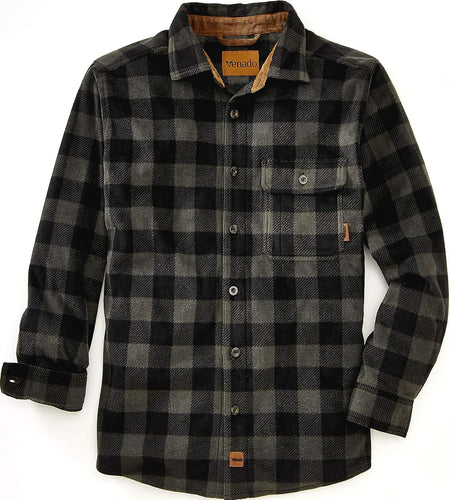 Mens Plaid Shirts for Men - Heavyweight Buffalo Plaid Fleece Shirt
